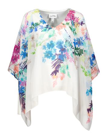 Witte bloes met bloemenprint en vlindermouwen Joseph Ribkoff