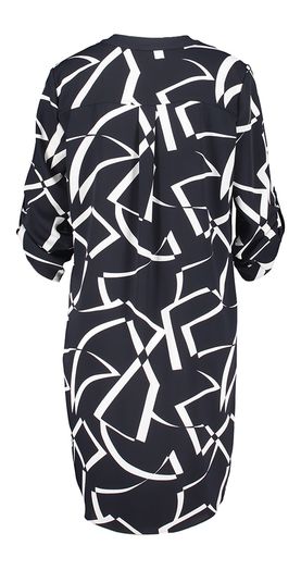 Donkerblauwe jurk met witte print en korte rits Joseph Ribkoff