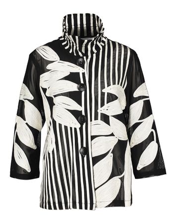 Zwarte doorzichtige vest met witte print Joseph Ribkoff