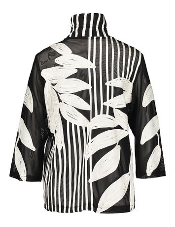 Zwarte doorzichtige vest met witte print Joseph Ribkoff