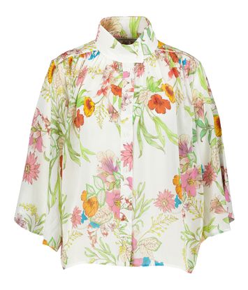 Beige bloes met bloemenprint Herzen's