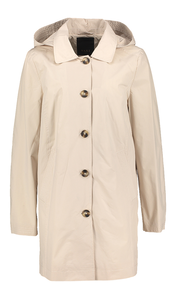 Beige halflange regen afstotende jas Carline Stand 