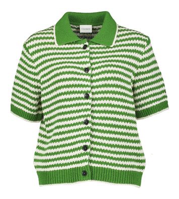 Groene gestreepte pull met knopen  Closed 