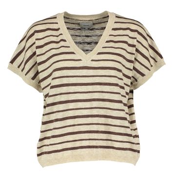 Beige pull met bruine strepen Nukiki Numph