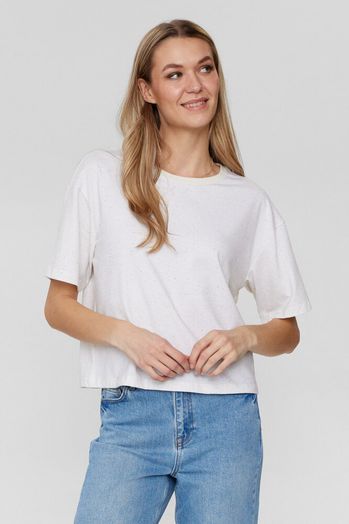 Ecru gespikkelde t-shirt  Nuhuby Numph 