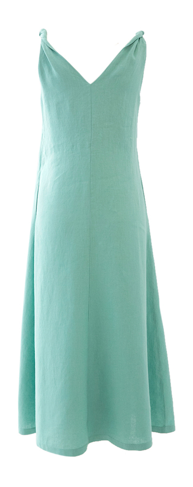 Groene lange linnen zomerjurk met zakken La Camicia