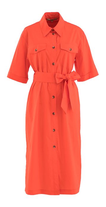 Oranje katoenen hemdjurk met split La Camicia