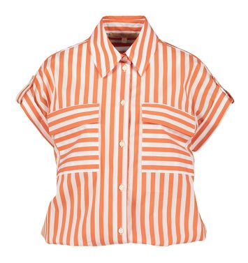Oranje gestreepte bloes met strop onderaan La Camicia