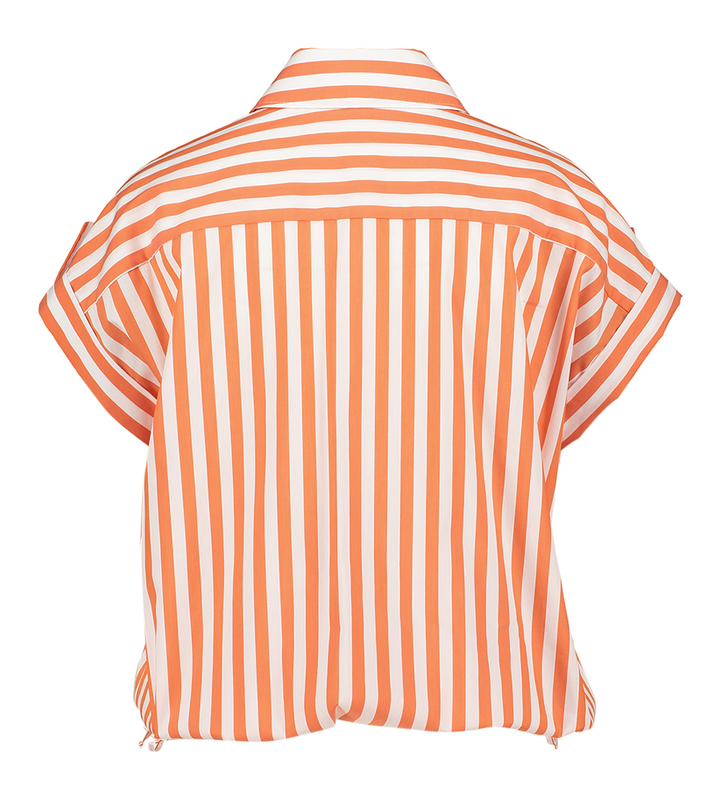Oranje gestreepte bloes met strop onderaan La Camicia
