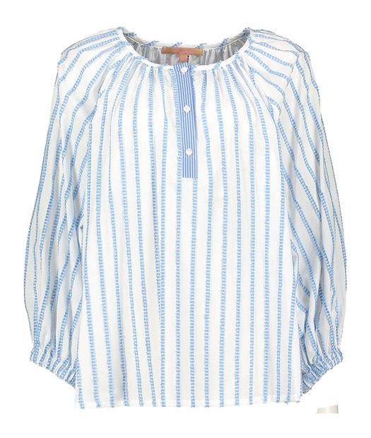 Witte katoenen bloes met blauwe strepen La Camicia