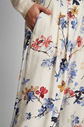 Beige lange broek met bloemenprint Faicus Munthe 