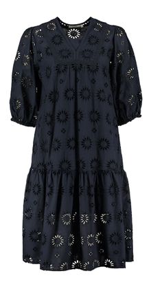 Angoor Donkerblauwe midi-jurk in broderie Barbara