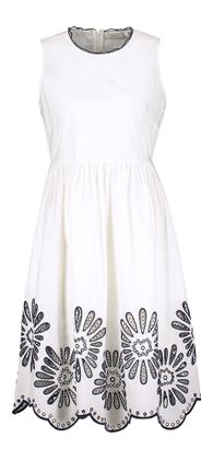 Angoor Witte katoenen jurk met blauwe broderie Babette