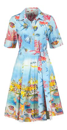 Angoor Multicolor katoenen jurk met vissen print Britt