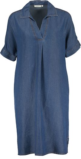 Donkerblauwe jurk in jeans look met zakken Benita Angoor 