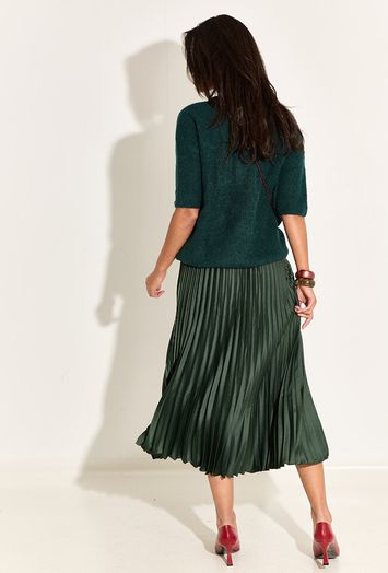 Smaragdgroene halflange rok in plissé Yasceline Y.A.S