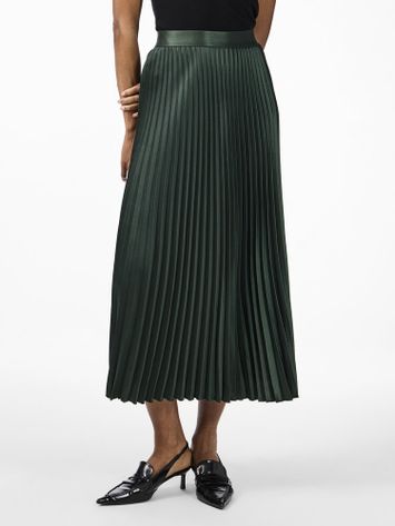 Smaragdgroene halflange rok in plissé Yasceline Y.A.S