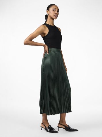 Smaragdgroene halflange rok in plissé Yasceline Y.A.S