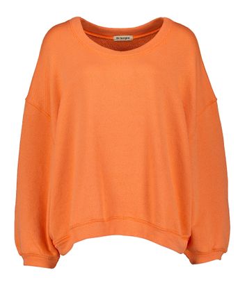 Oranje kleurige oversized sweater met opschrift op de achterkant Sky Paradise Liv Bergen
