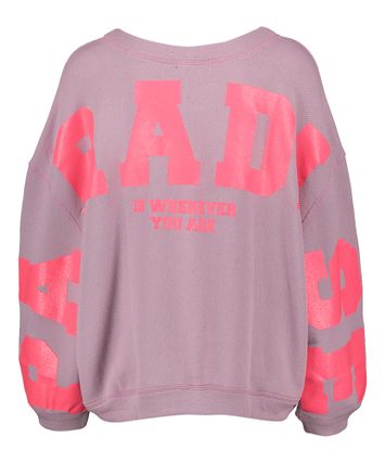 Paars kleurige oversized sweater met opschrift op de achterkant Sky Paradise Liv Bergen
