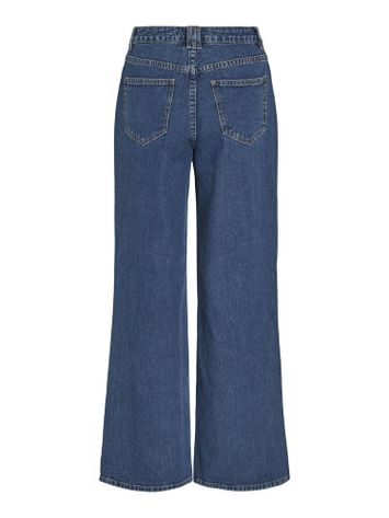 Blauwe wide fit jeans met hoge taille Vicarla Vila