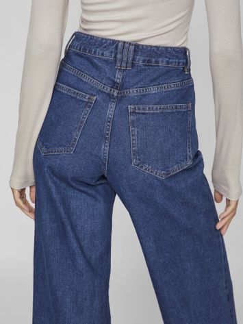Blauwe wide fit jeans met hoge taille Vicarla Vila