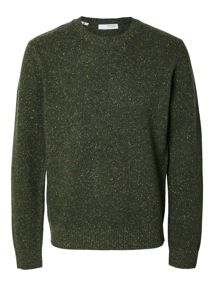 Groene pull met multicolor motief Selected 
