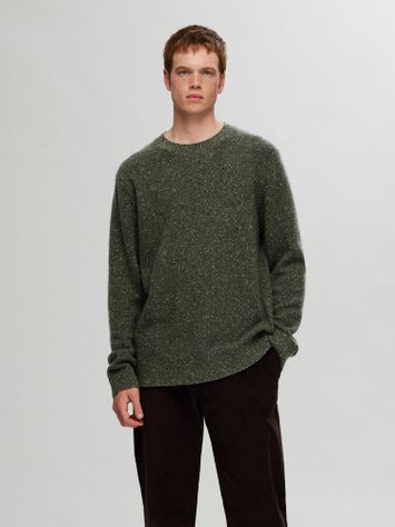 Groene pull met multicolor motief Selected 