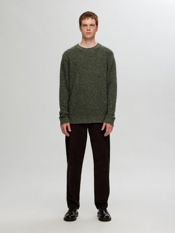Groene pull met multicolor motief Selected 