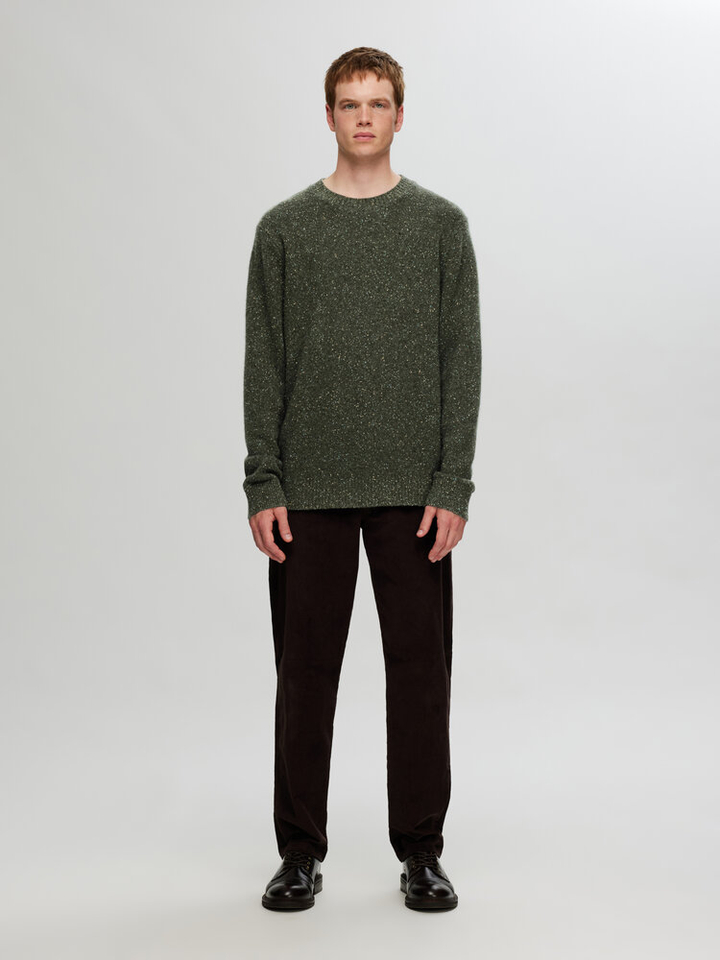 Groene pull met multicolor motief Selected 