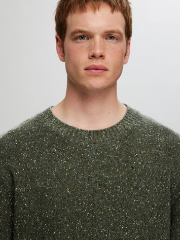 Groene pull met multicolor motief Selected 
