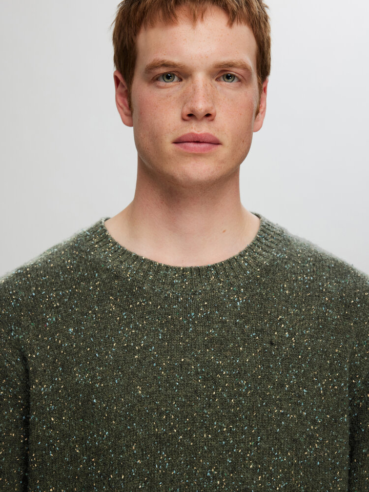 Groene pull met multicolor motief Selected 