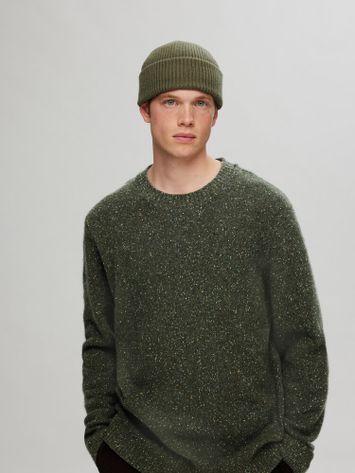 Groene pull met multicolor motief Selected 