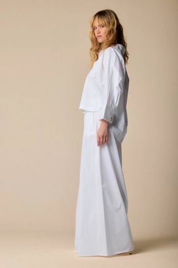 Witte oversized katoenen blouse met driekwart mouwen Hadaly Kocca