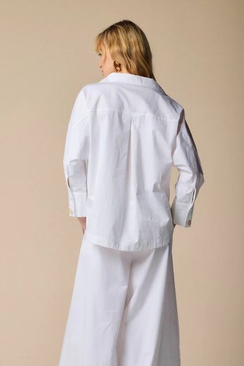 Witte oversized katoenen blouse met driekwart mouwen Hadaly Kocca