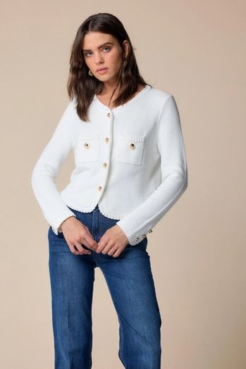 Ecru cardigan met gouden knopen Andreanna Kocca