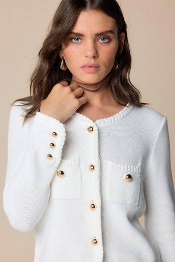 Ecru cardigan met gouden knopen Andreanna Kocca