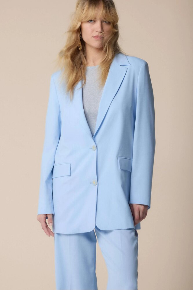 Lichtblauwe oversized lange blazer Ginebra Kocca 