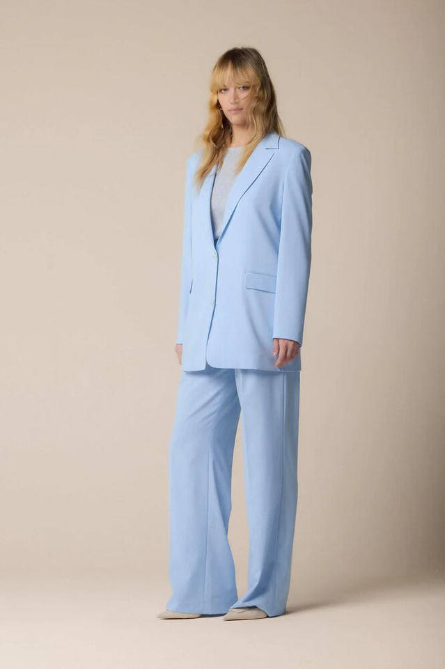 Lichtblauwe oversized lange blazer Ginebra Kocca 