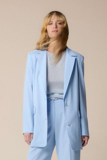 Lichtblauwe oversized lange blazer Ginebra Kocca 