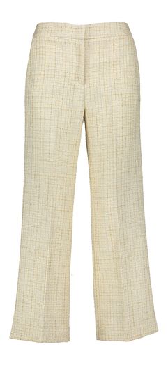 Beige broek met camelkleurig detail in chanel stijl Igina Kocca