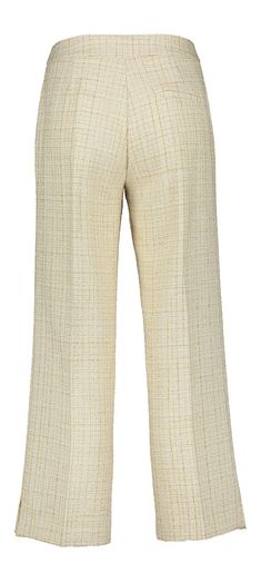 Beige broek met camelkleurig detail in chanel stijl Igina Kocca