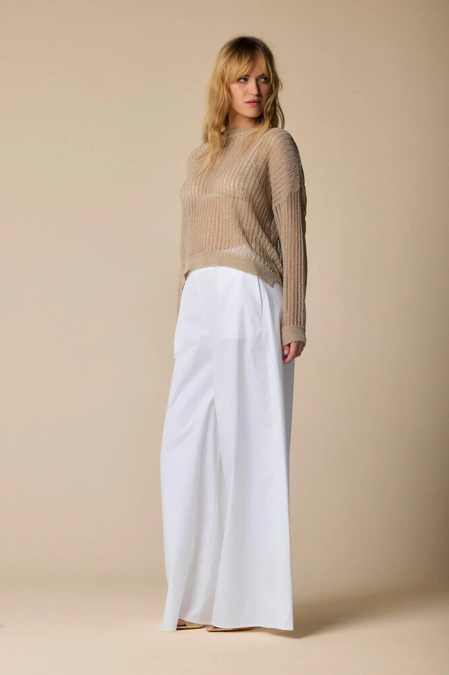 Beige gehaakte trui met glitterdraad Maurana Kocca