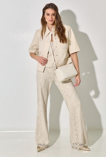 Beige lange broek in broderie Lancelot Kocca