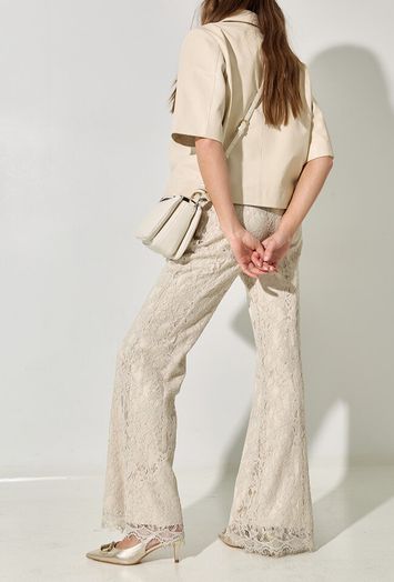 Beige lange broek in broderie Lancelot Kocca