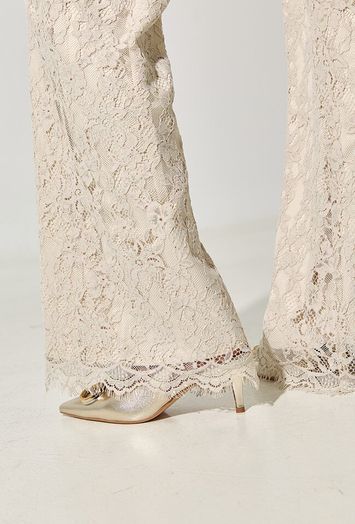 Beige lange broek in broderie Lancelot Kocca