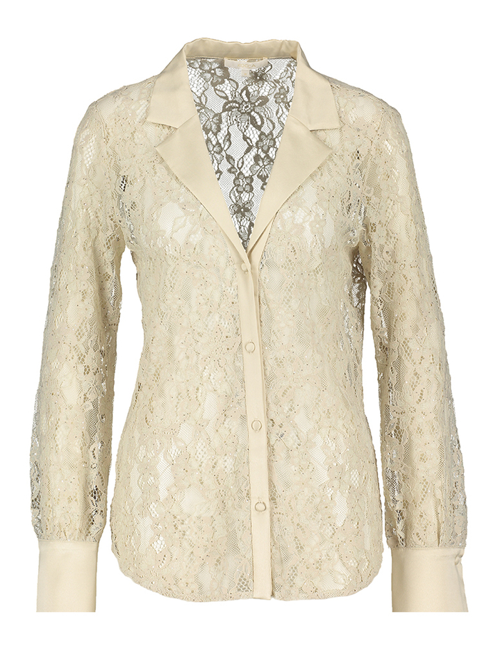 Beige kanten doorzichtitge bloes Lamar Kocca