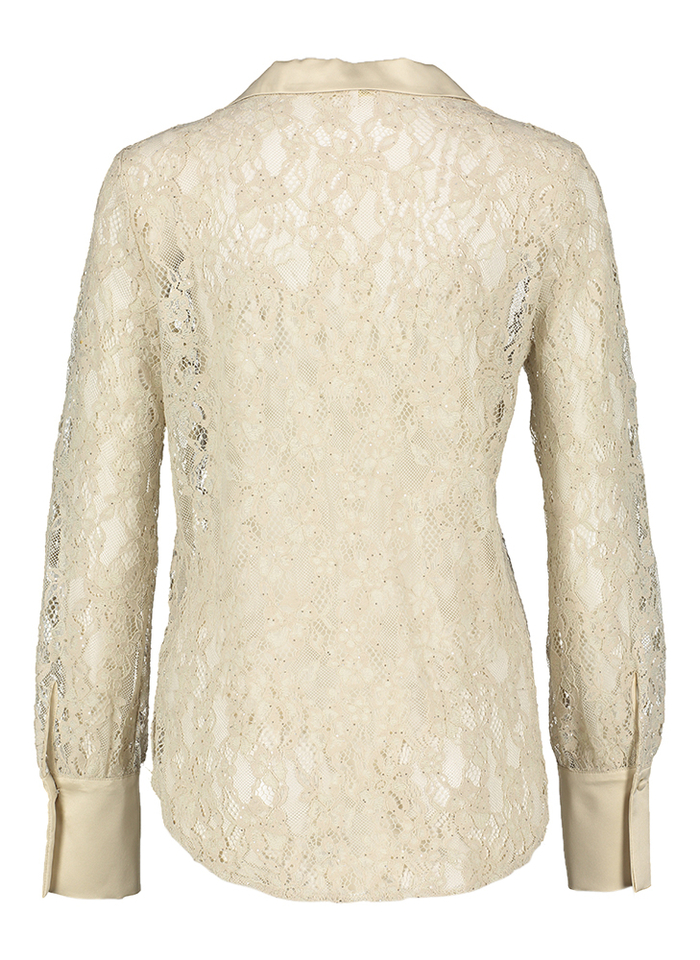 Beige kanten doorzichtitge bloes Lamar Kocca