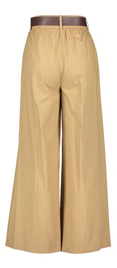 Camelkleurige katoenen broek met donkerbruine riem Magdalene Kocca