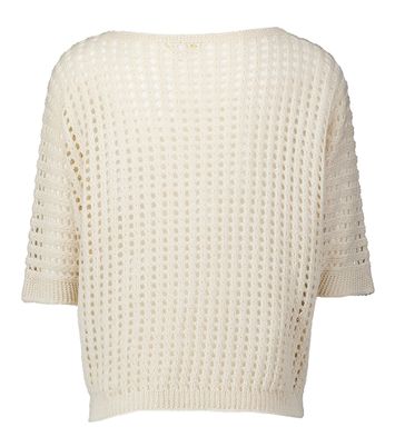 Beige gehaakte pull met zakjes Mirabelle Kocca